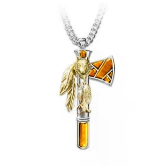 New Native American Indian Indigenous Style Axe Tomahawk Necklace - Picture 3 of 4